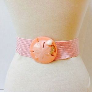 Vintage Pink Sand Dollar Belt Acrylic Shell Buckle